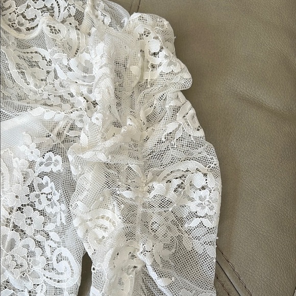 Express White Lace Blouse with 3/4 Sleeves S - Picture 4 of 5